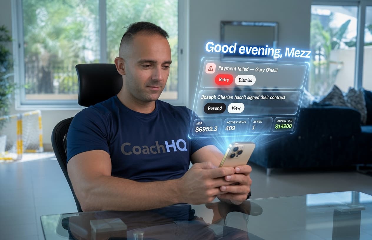 Mezz retrying a failed payment and resending a contract from his phone